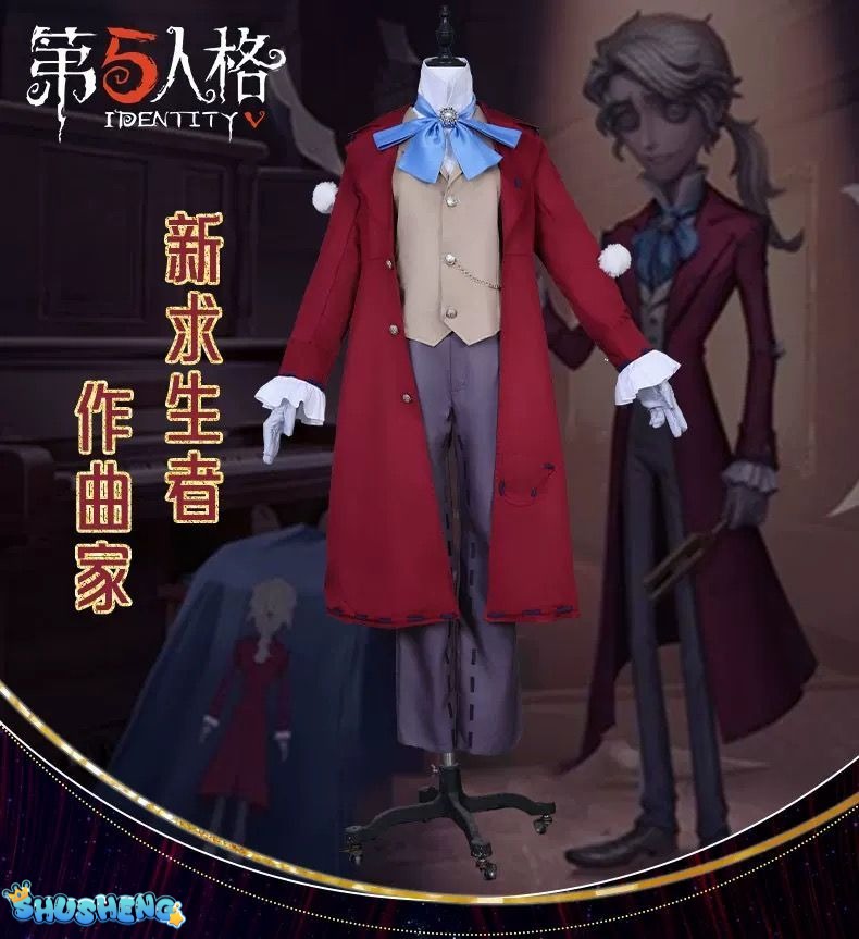 Identity V Anime Game Frederick Kreiburg Cosplay Costume Composer Wig Tailcoat Uniform Coat Adult Man Halloween Carnival Suits