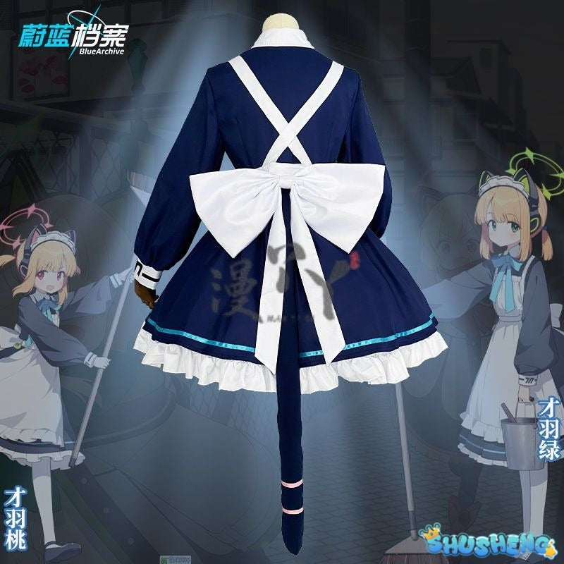 Anime Game Blue Archive Cosplay Saiba Midori Saiba Momoi Costume Maid Uniform Lolita Cat Ears Tail For Halloween Customized