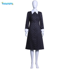 Wednesday Addams Halloween Costume Gothic Costume Wednesday Dress Black Dress White Collar Girls Halloween Costume Dusk Dress