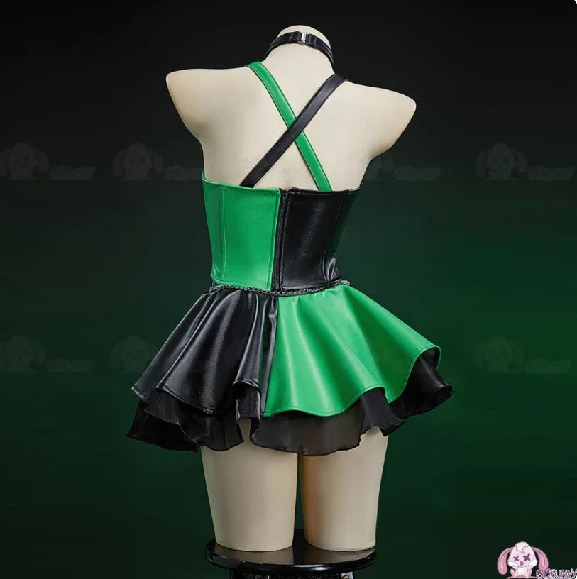 Shego Cosplay Kim Anime Costume Possible Leather top skirt necklace prop set Halloween women's sexy fantasy Shego uniform