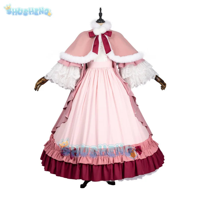 Animal Gosick Victoric de Blois Cosplay Wig Pink Dress Maid Lola Uniform Cloak Halloween Party costume