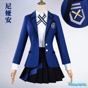 Nyaan Cosplay Anime Gundan Cosplay Costume Nyaan JK School Uniform Dress Wig Suit Halloween Cos Outfit for Girl Woman