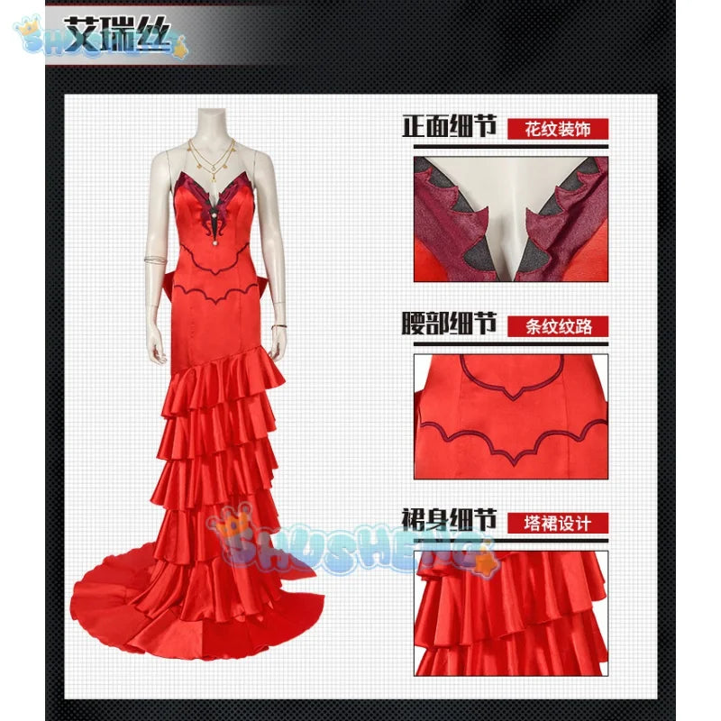 Aerith Gainsborough Cosplay Fantasy Sexy Red Dress Anime Game Final Fantasy VII Costume Disguise Adult Women Roleplay Outfits