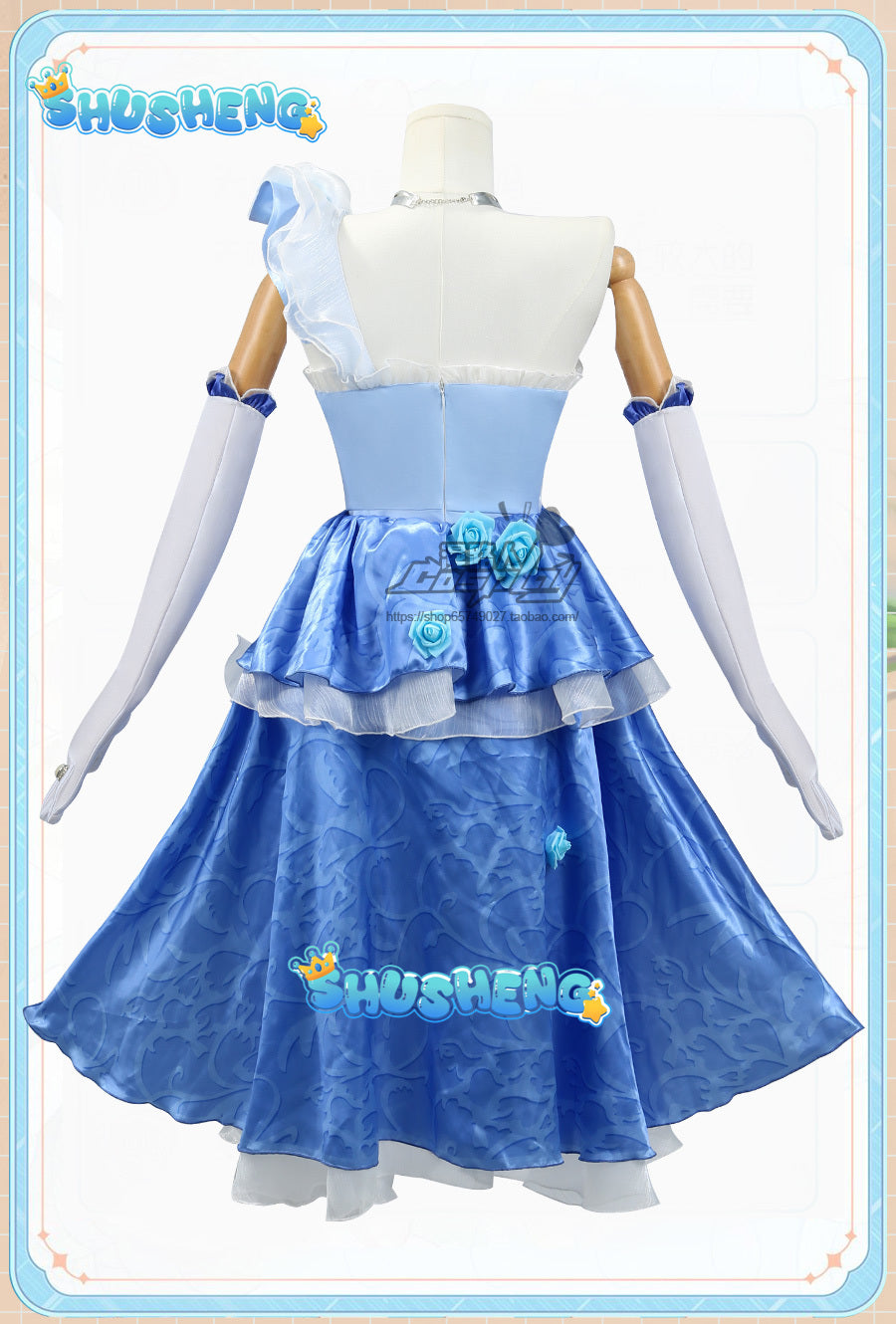 Bartender Cosplay Identity V Demi Bourbon Costume the Rose Wonderful blue one-piece Fashion Female Dress