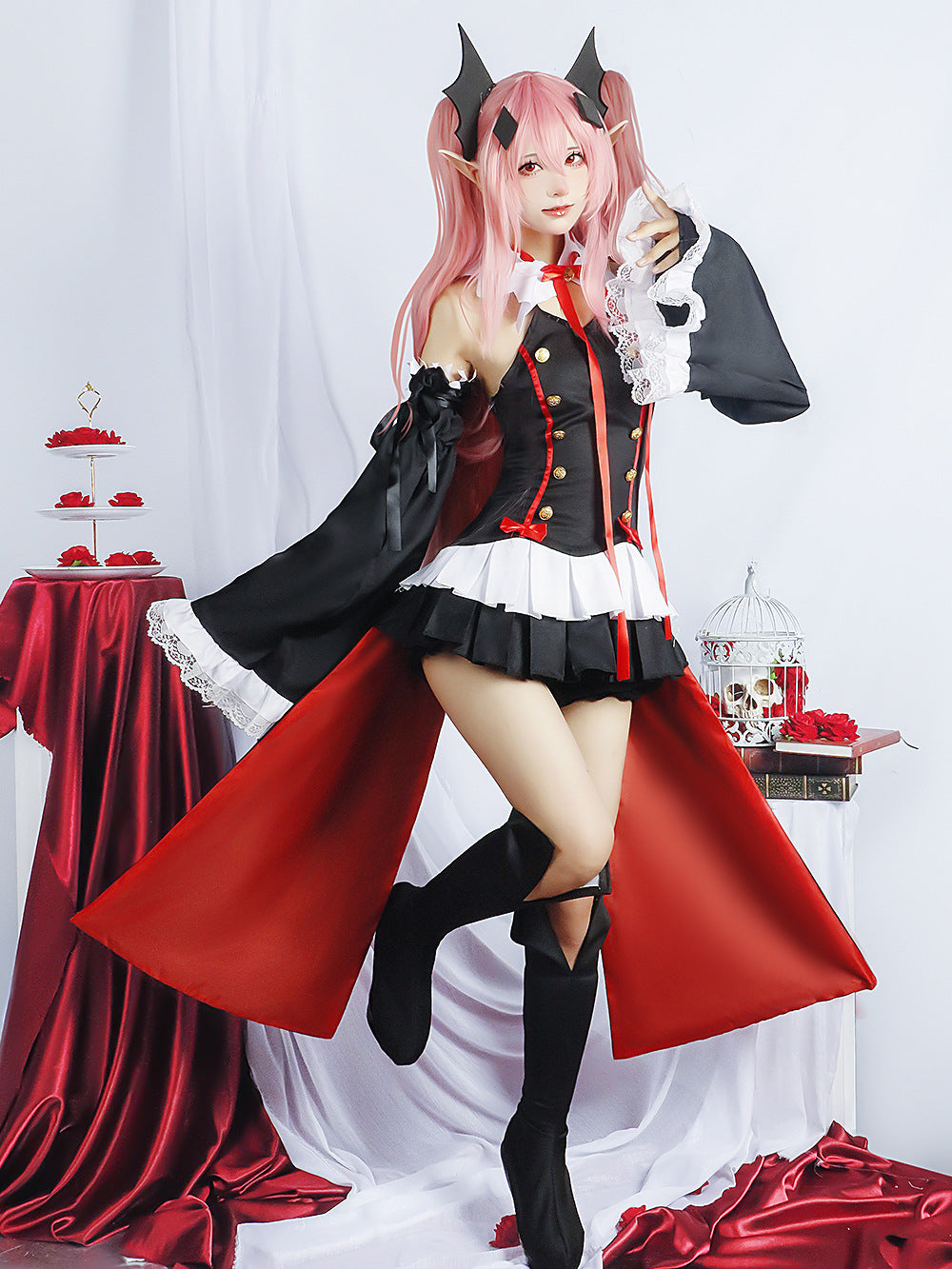 Krul Tepes Cosplay Seraph of The End Seraph of The End Vampire Uniform Wig Dress Headwear Cos Halloween Party Carnival Party Set