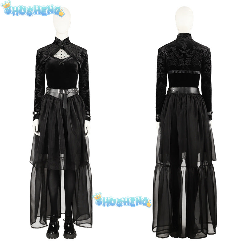 New Movie Lisa Frankenstein Cosplay Costume Black Dress Belt Boots To Choose Custom Made