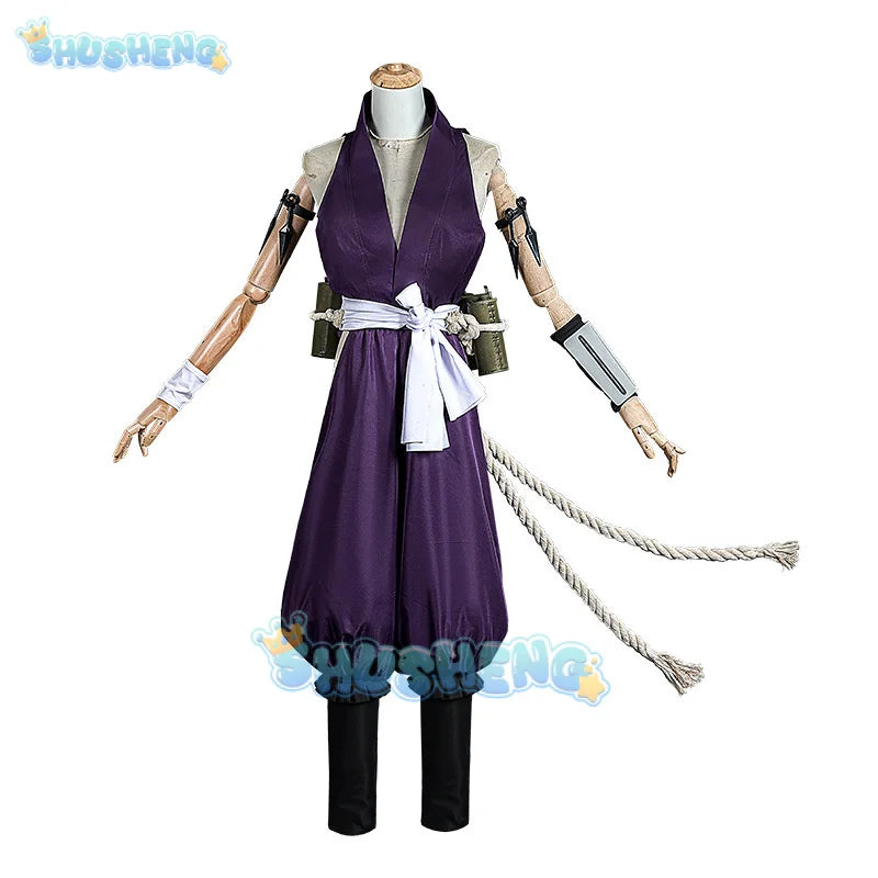 Yuzuriha Cosplay Costume Anime Jigokuraku Wig Kunoichi Outfit Hell's Paradise Sumire Purple Uniform Halloween Party for Women