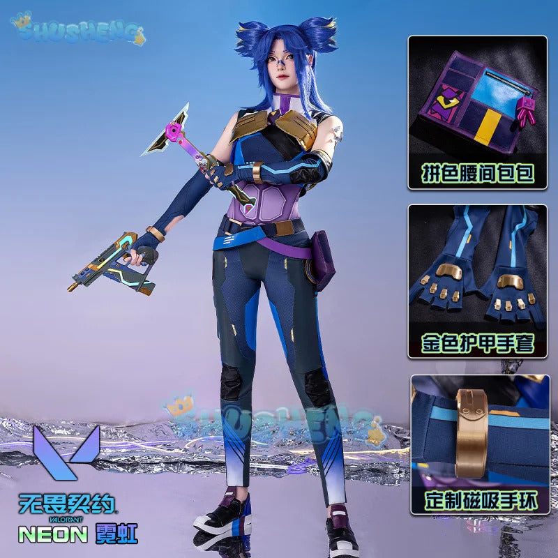 VALORANT Neon Cosplay Costume Uniform Halloween Carnival Party Christmas Play Role Clothes Clothing for Men Women