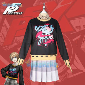 Game Persona 5: The Phantom X Motoha Arai Cosplay Costume Hoodies Plaid Skirt Leisure Time Uniform Wig Woman Sexy Party Suit