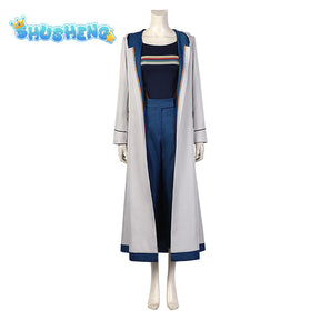 Who Are You Doctor Cosplay Jodie Woman Doctor Cosplay Costume Full Set with Long Trench Coat Outfit