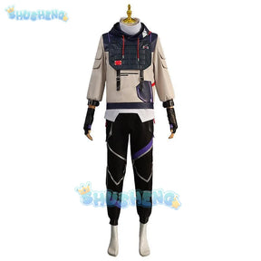 ISO Cosplay Costume Game Valorant Shirt Coat Pants Set Fantasy Clothes Men Adult Outfits Halloween Carnival Party Role Play Suit