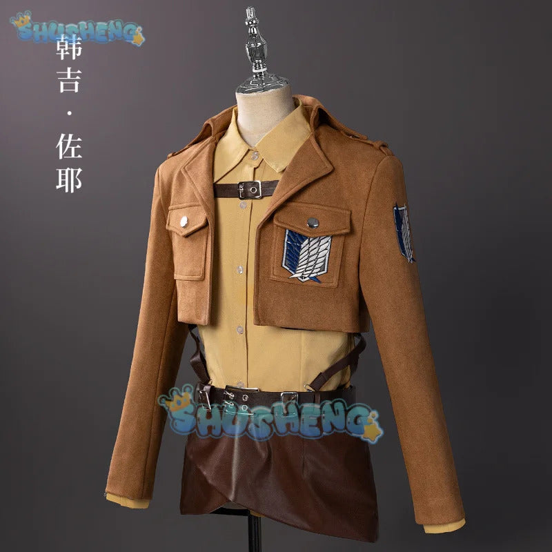Attack on Titan‌ Eren Mikasa Levi Armin Hange Historia Reiss Cosplay Costume Scout Regiment‌ Uniform Halloween Carnival Party