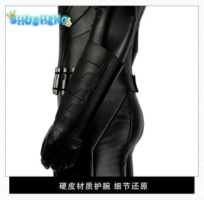 Michael Keaton Superhero Bat Bruce Wayne Cosplay Costume Hero Armor Outfit With Cowl Black Leather Jumpsuit Boots Halloween Suit