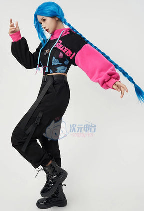 Jinx LOL Cosplay Arcane:League of Legends Costume Fashion warm hoodie pants accessory set party carnival men women casual outfit