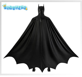 Michael Keaton Superhero Bat Bruce Wayne Cosplay Costume Hero Armor Outfit With Cowl Black Leather Jumpsuit Boots Halloween Suit