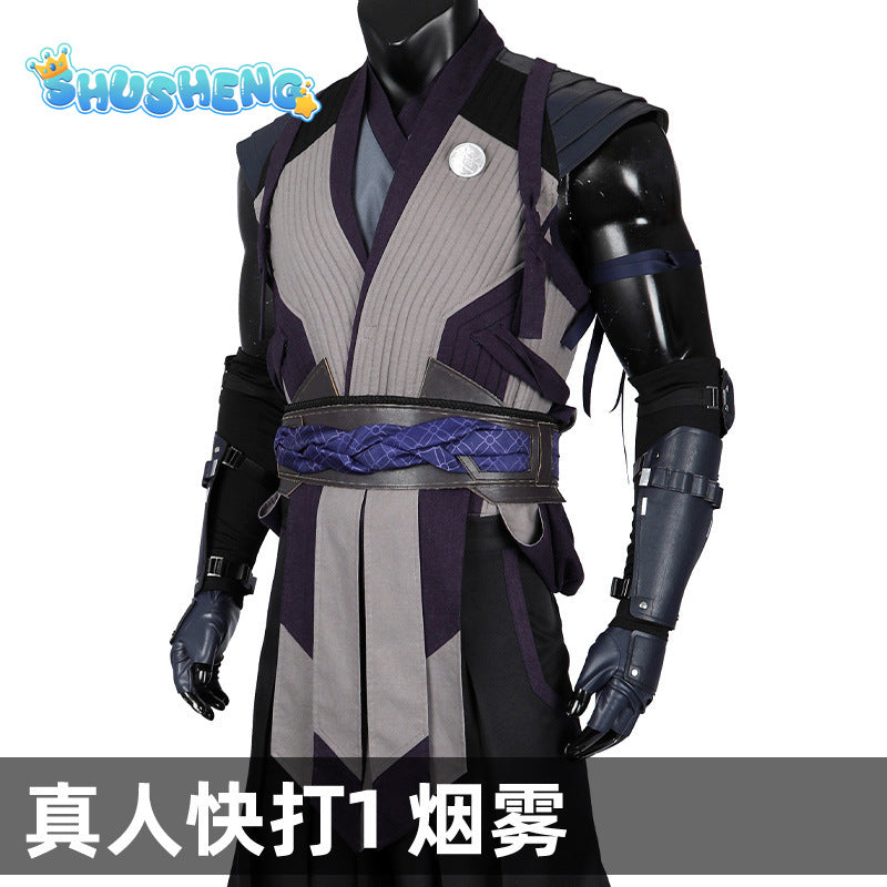 Mortal Kombat 1 Smoke Cosplay Costume Fighting Uniform With Mask Full Set Adult Men Smoke Costume Suit Custom Made