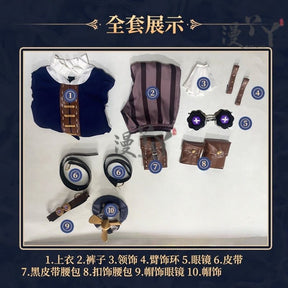 Identity Ⅴ Anne Lester Toy Merchant Cosplay Costume Hat waist bag glasses tie Halloween Gothic casual uniform Woman Man New set