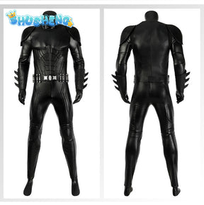 Michael Keaton Superhero Bat Bruce Wayne Cosplay Costume Hero Armor Outfit With Cowl Black Leather Jumpsuit Boots Halloween Suit