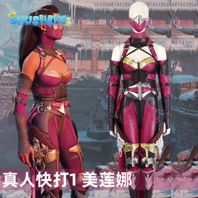 Mortal Kombat Mileena Kitana Cosplay Fantasia Costume Sexy Jumpsuit Mask for Adult Women Fantasy Outfit Halloween Carnival Suit