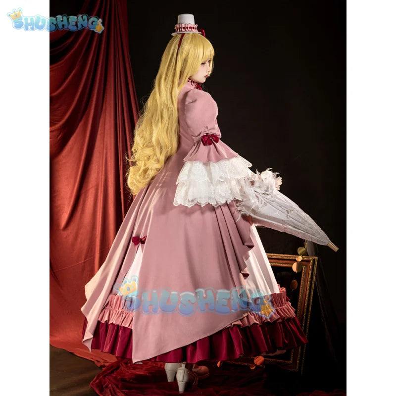 Animal Gosick Victoric de Blois Cosplay Wig Pink Dress Maid Lola Uniform Cloak Halloween Party costume