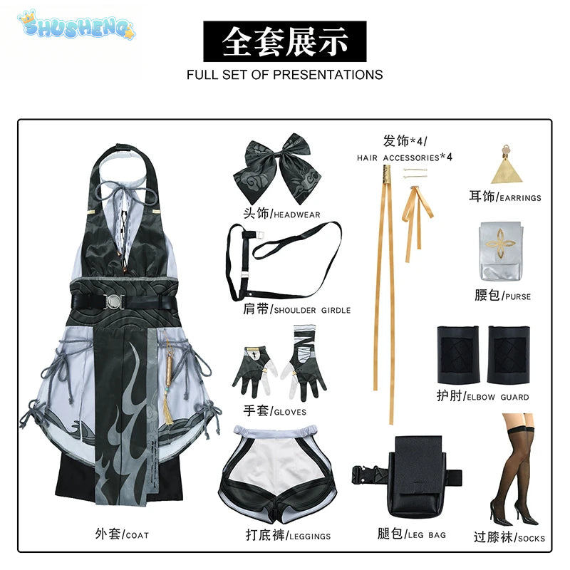 Wuthering Waves Rover Cosplay Costume Wig Female Uniform Earrings Bag Main Character Resonator Halloween Party for Women Props