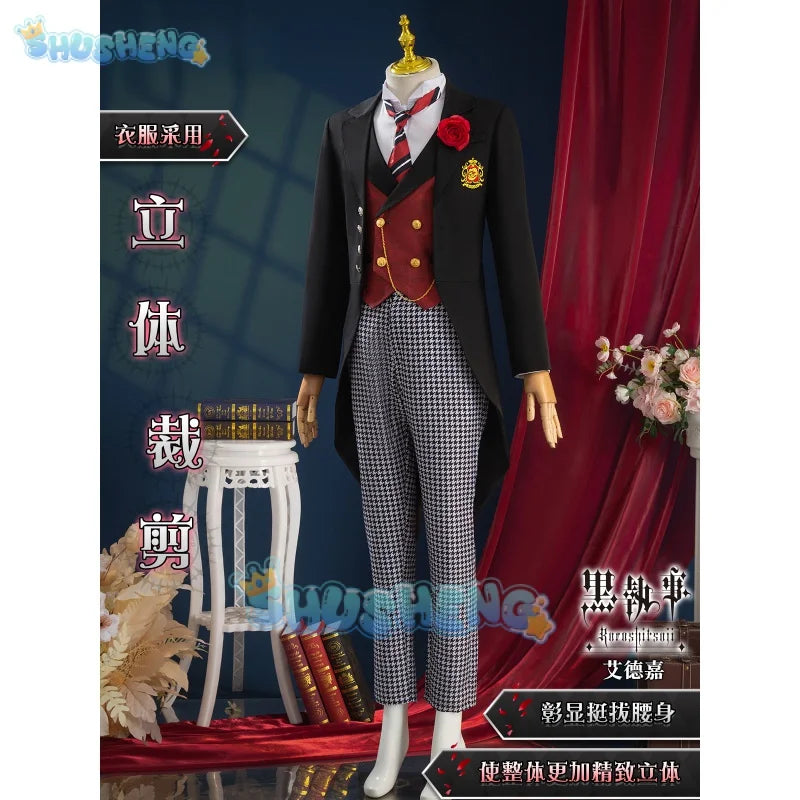 Edoga redomondo cosplay Black Butler 4 Cosplay Costume Boarding School Gregory Violet Uniform Suit Halloween Anime Clothing Full