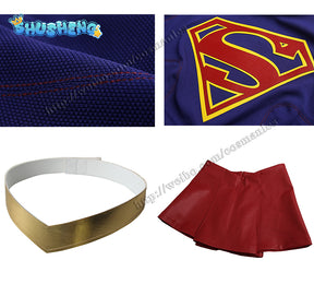 Supergirl Cosplay Outfit Superhero Kara Zor-El Danvers Halloween Costumes Jumpsuit Skirt  Girl Comic Con Suit