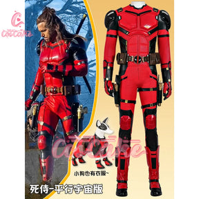 New Movie Deadpool Cosplay Costume Red Zentai Bodysuit Party Men Wolverine Full Jumpsuits Sword Bag Boots Belt Custom Made