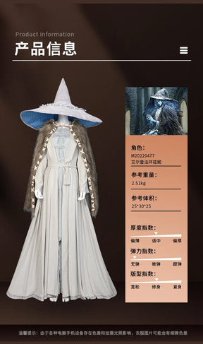 Ranni Cosplay Game Elden Witch Ranni Costume Dress Ring Cloak Hat Woman Man Carnival Party Cape High quality uniform set XS-XXXL