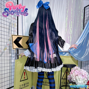 Stocking Anarchy Cosplay Panty & Stocking Black Dress Uniform Long Blue Halloween Party Outfits for Women