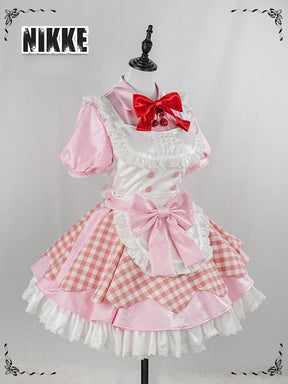 Goddess of Victory: Nikke Kloster Cosplay Kurōsutā Costume Women Pink Halloween Party Lolita Sweet Dress Tie Socks Props Uniform