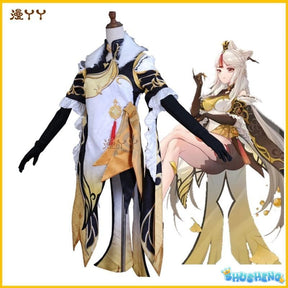 Ningguang Genshin Impact Cosplay Costume Wig Anime Game Ning Guang Cosplay Halloween Party Outfit for Women Girls