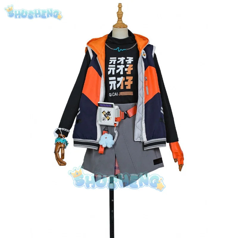 Zenless Zone Zero Belle Cosplay Kostüm Perücke Uniform Ohrringe Halskette Haarnadel Phaethon Wise New Eridu Halloween-Party für Frauen 