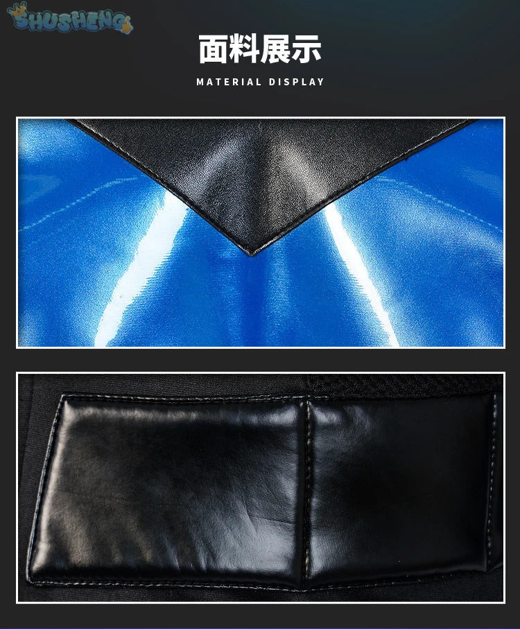 Gotham Knights Nightwing Robin Cosplay Costume Halloween Superhero combats Jumpsuit Faux Leather Black Armour Men Outfit Set