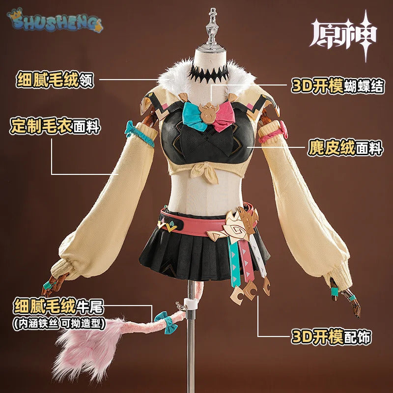 Genshin Impact Varesa Cosplay Costume Belt dress mask tail props accessories uniform Halloween party sweet Woman New Varesa set