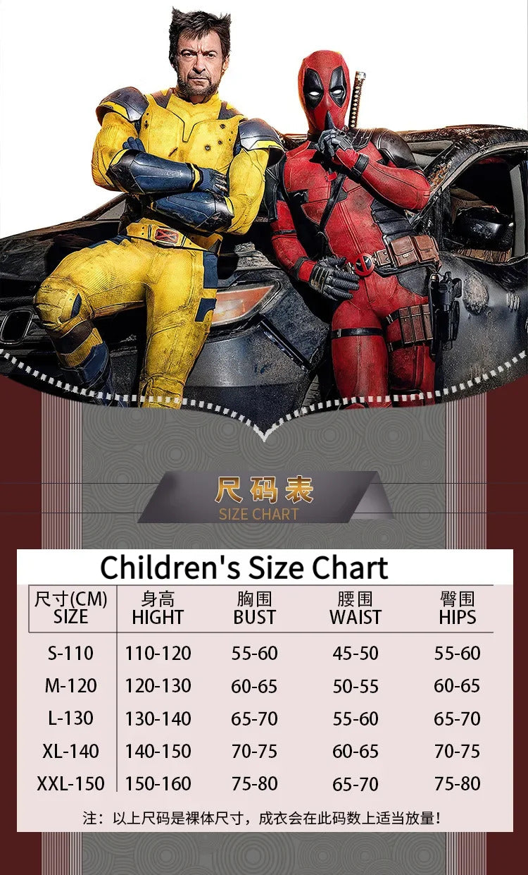 Dead cos pool 3 Wolverine Cosplay Costume Uniform Halloween Carnival Party Christmas Play Role Clothes Clothing for Children