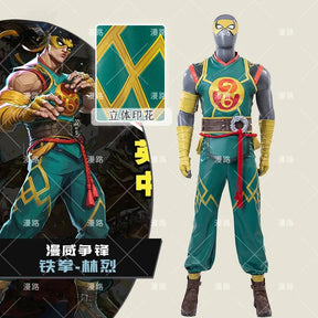 Game Iron Fist Cosplay Rivals Costume Vest gloves belt, mask shoe set Halloween party men's fantasy Iron Fist uniform XS-XXXL