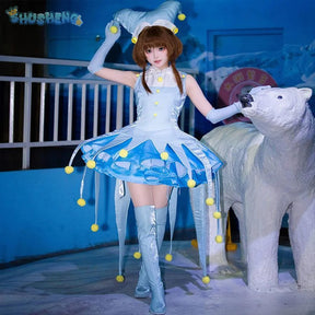 Anime Card Captor KINOMOTO SAKURA Cosplay costume Women's Dress Socks Hat Prop Accessories Set Halloween Carnival Sweet Uniform