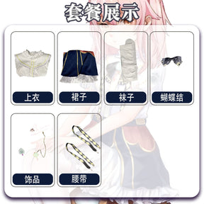 Anime Virtual YouTuber Ace Taffy Cosplay Costume VTuber British Style School Uniform Shirt Strap Dress Wig Woman Cute Party Suit