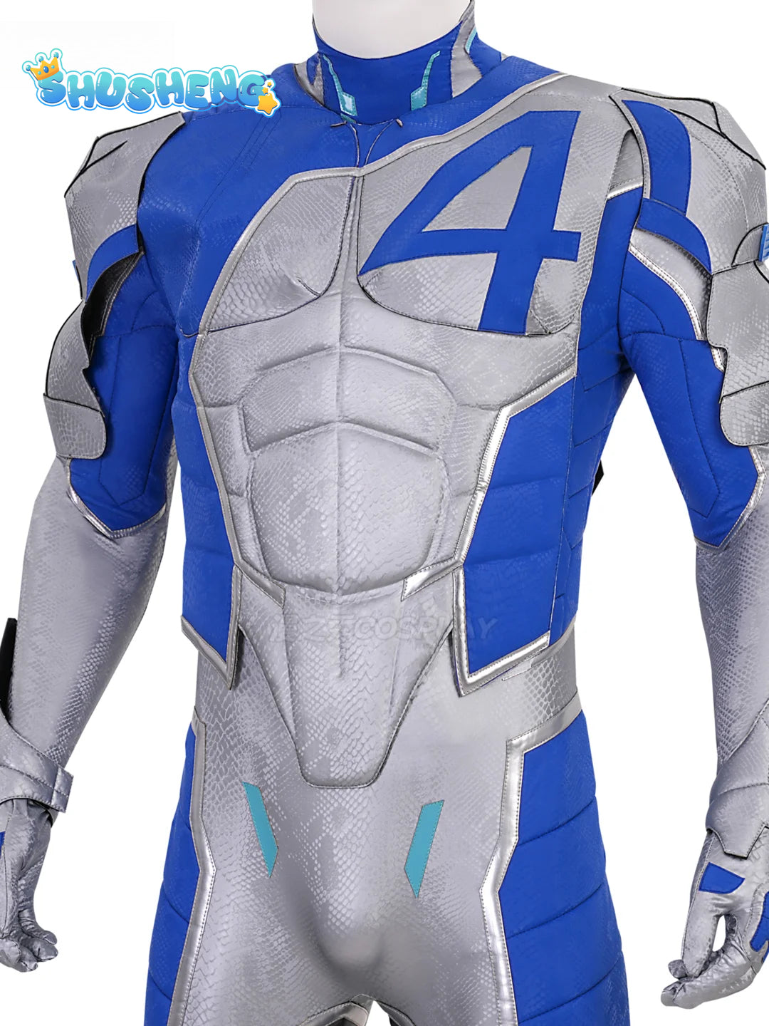 Game Cosplay Series: Marvel Rivals Mister Fantastic Reed Richards Cosplay Costume Full Suit with No.4 Emblem Shoulder Armor Shushengcos