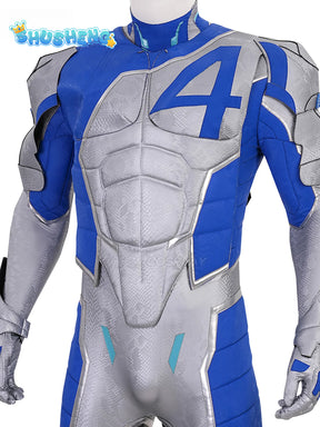 Game Cosplay Series: Marvel Rivals Mister Fantastic Reed Richards Cosplay Costume Full Suit with No.4 Emblem Shoulder Armor Shushengcos