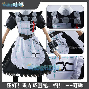 Corin Wickes Cosplay Costume Wig Bag Game Zenless Zone Zero Dress Gothic Maid Skirt Green Double Ponytail Hair Chain Apron Socks