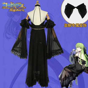 Code Geass cosplay C.C. New Halloween carnival sexy black evening dress party dress accessories prop C.C. A set of women