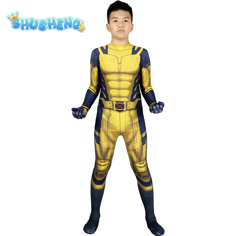 Child Movie Luxury Mask Jumpsuit Wolverine Cosplay Costume Halloween Christmas Kids New Year Costume Superhero Fantasy