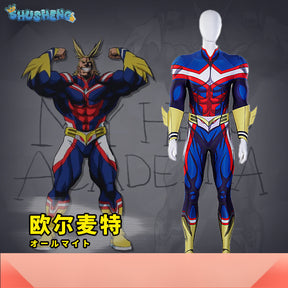 Halloween My Hero Academia All Might Cosplay Costume Superhero Bodysuit Adults Kids Zentai Second Skin Suit