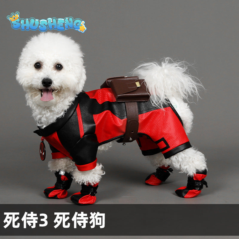 Movie Deadpool Cosplay Costume Dogpool Pet Cos Outfits Dog Cat Superhero Clothing Halloween Carnival Party Comic-con Props Gift