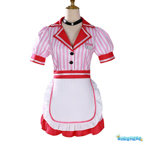 Anime My Dress-Up Darling Marin Kitagawa Cosplay Costume  Pink Waitress Sweet Maid Dress Anime Halloween Party for Women