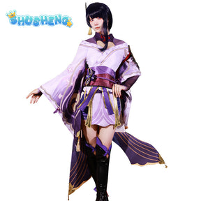 Genshin Impact Raiden Ei Cosplay Costume Adult Carnival Uniform Wig Anime Halloween Masquerade Raiden Shogun Outfits