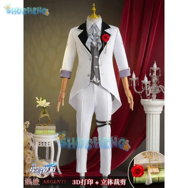 Shusheng Argenti Cosplay Costume Game Honkai: Star Rail Concert Handsome Uniform Suit Halloween Party Outfit Men S-XXL New