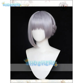 Wuthering Waves Sanhua Cosplay Wig 45cm Silver Gray Short Hair Glace Mutant Resonator Jinhsi Jinzhou Halloween Party for Women